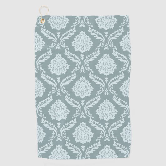 Rococo Damask Pattern Duck Egg Blue+Teal ゴルフタオル (正面)