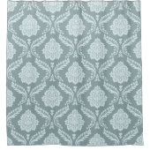 Rococo Damask Pattern Duck Egg Blue+Teal シャワーカーテン (正面)