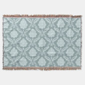 Rococo Damask Pattern Duck Egg Blue+Teal スローブランケット (正面)