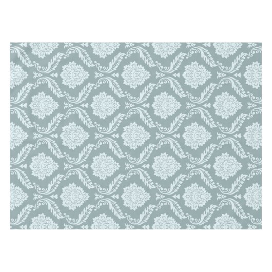 Rococo Damask Pattern Duck Egg Blue+Teal テーブルクロス (正面(横))