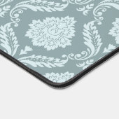 Rococo Damask Pattern Duck Egg Blue+Teal デスクマット (コーナー)