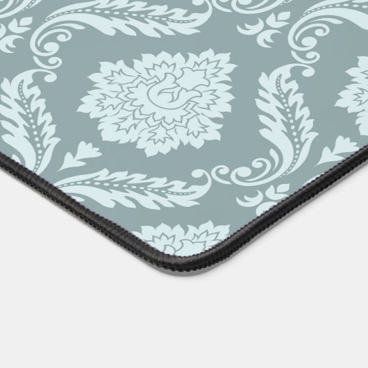 Rococo Damask Pattern Duck Egg Blue+Teal デスクマット (コーナー)