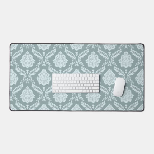 Rococo Damask Pattern Duck Egg Blue+Teal デスクマット (キーボード&マウス)