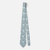 Rococo Damask Pattern Duck Egg Blue+Teal ネクタイ (正面)