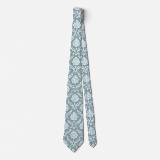 Rococo Damask Pattern Duck Egg Blue+Teal ネクタイ (正面)