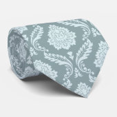 Rococo Damask Pattern Duck Egg Blue+Teal ネクタイ (ロール)