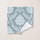 Rococo Damask Pattern Duck Egg Blue+Teal バスタオルセット (ウォッシュタオル)