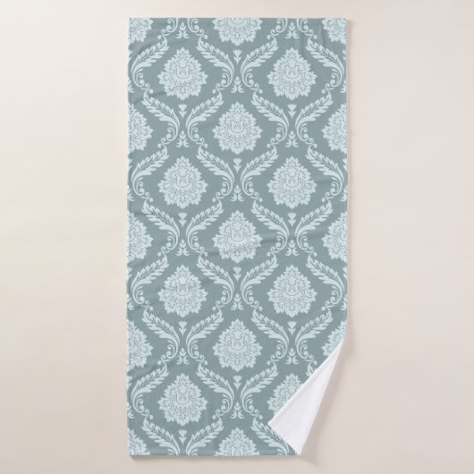 Rococo Damask Pattern Duck Egg Blue+Teal バスタオル (バスタオル)