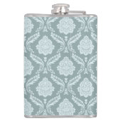 Rococo Damask Pattern Duck Egg Blue+Teal フラスク (裏面)