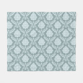 Rococo Damask Pattern Duck Egg Blue+Teal フリースブランケット (正面(横))