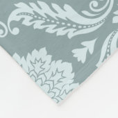 Rococo Damask Pattern Duck Egg Blue+Teal フリースブランケット (角)