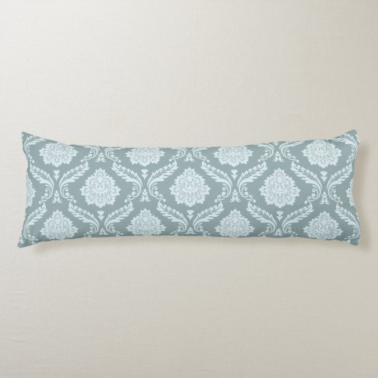 Rococo Damask Pattern Duck Egg Blue+Teal ボディピロー (正面)