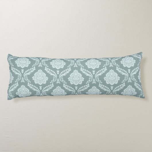 Rococo Damask Pattern Duck Egg Blue+Teal  ボディピロー (裏面)