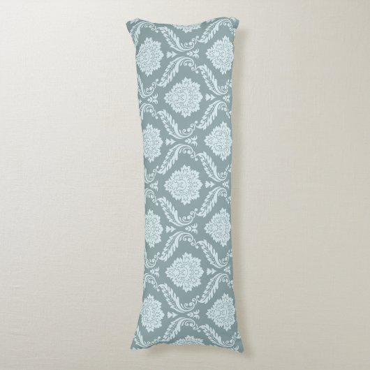 Rococo Damask Pattern Duck Egg Blue+Teal  ボディピロー (正面縦)