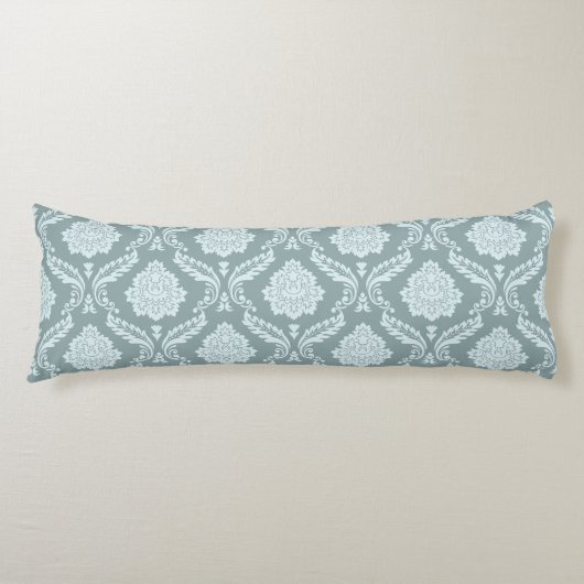 Rococo Damask Pattern Duck Egg Blue+Teal  ボディピロー (正面)