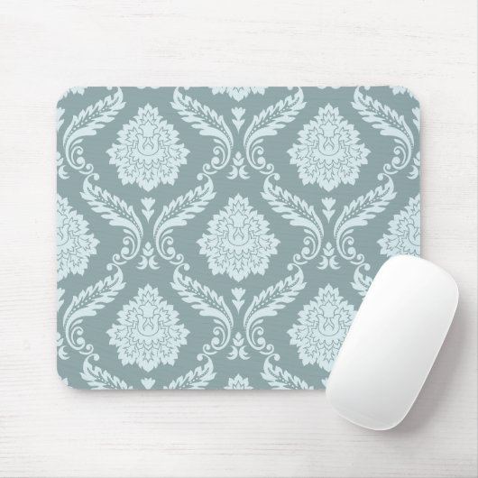 Rococo Damask Pattern Duck Egg Blue+Teal マウスパッド (マウス)