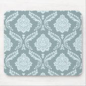 Rococo Damask Pattern Duck Egg Blue+Teal マウスパッド (正面)