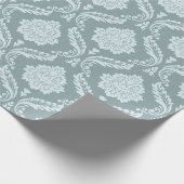 Rococo Damask Pattern Duck Egg Blue+Teal ラッピングペーパー (角)