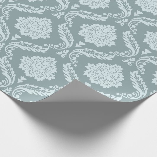 Rococo Damask Pattern Duck Egg Blue+Teal ラッピングペーパー (角)
