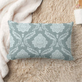 Rococo Damask Pattern Duck Egg Blue+Teal ランバークッション (ブランケット)