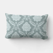 Rococo Damask Pattern Duck Egg Blue+Teal ランバークッション (裏面)