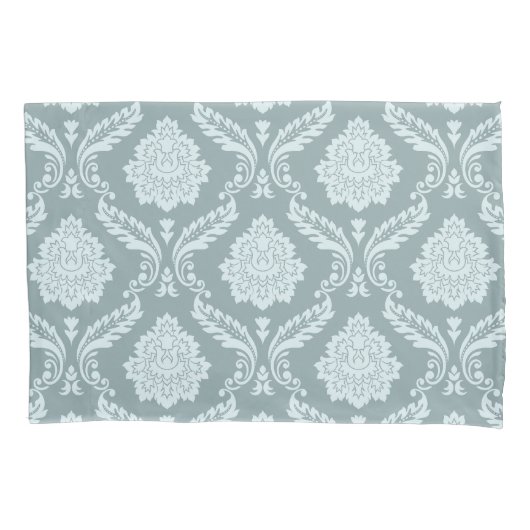 Rococo Damask Pattern Duck Egg Blue+Teal 枕カバー (正面)