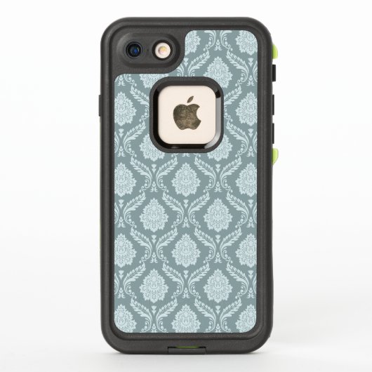 Rococo Damask Pattern Duck Egg Blue+Teal LifeProof iPhoneケース (裏面)