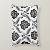 Rococo Damask Pattern Grey Black White アクセントクッション (正面(垂直))