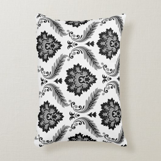 Rococo Damask Pattern Grey Black White アクセントクッション (正面(垂直))