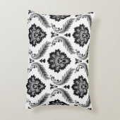 Rococo Damask Pattern Grey Black White アクセントクッション (裏面(縦))
