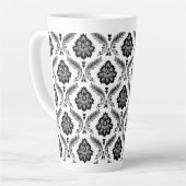 Rococo Damask Pattern Grey Black White カフェラテマグ (左アングル)
