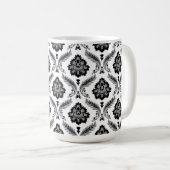 Rococo Damask Pattern Grey Black White コーヒーマグカップ (正面右)