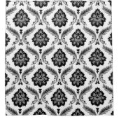 Rococo Damask Pattern Grey Black White シャワーカーテン (正面)