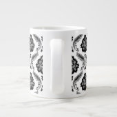 Rococo Damask Pattern Grey Black White ジャンボコーヒーマグカップ (裏面)