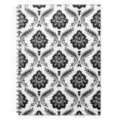 Rococo Damask Pattern Grey Black White ノートブック (正面)
