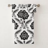 Rococo Damask Pattern Grey Black White バスタオルセット (インサイチュ)