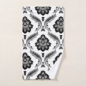 Rococo Damask Pattern Grey Black White バスタオルセット (ハンドタオル)
