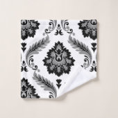 Rococo Damask Pattern Grey Black White バスタオルセット (ウォッシュタオル)