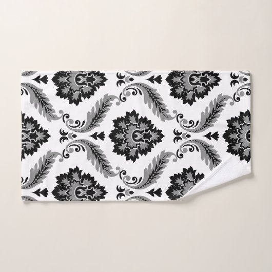 Rococo Damask Pattern Grey Black White バスタオルセット (ハンドタオル)