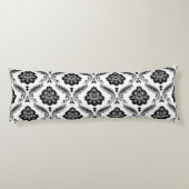 Rococo Damask Pattern Grey Black White ボディピロー (裏面)