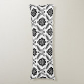 Rococo Damask Pattern Grey Black White ボディピロー (正面縦)