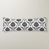 Rococo Damask Pattern Grey Black White ボディピロー (正面)