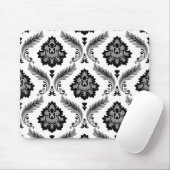 Rococo Damask Pattern Grey Black White マウスパッド (マウス)