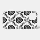 Rococo Damask Pattern Grey Black White Case-Mate iPhoneケース (裏面 (横))