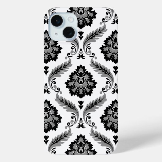 Rococo Damask Pattern Grey Black White Case-Mate iPhoneケース (裏面)