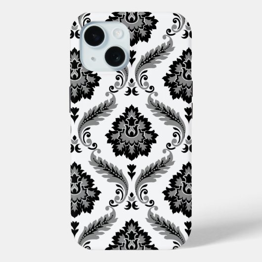 Rococo Damask Pattern Grey Black White Case-Mate iPhoneケース (裏面)