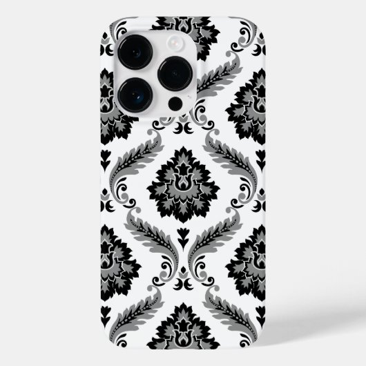 Rococo Damask Pattern Grey Black White Case-Mate iPhoneケース (裏面)