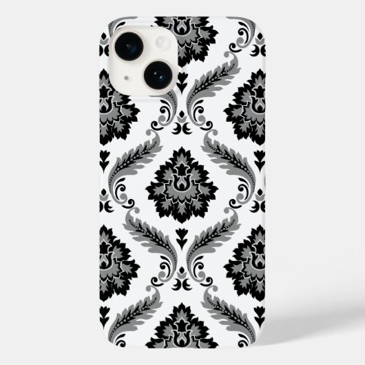 Rococo Damask Pattern Grey Black White Case-Mate iPhoneケース (裏面)