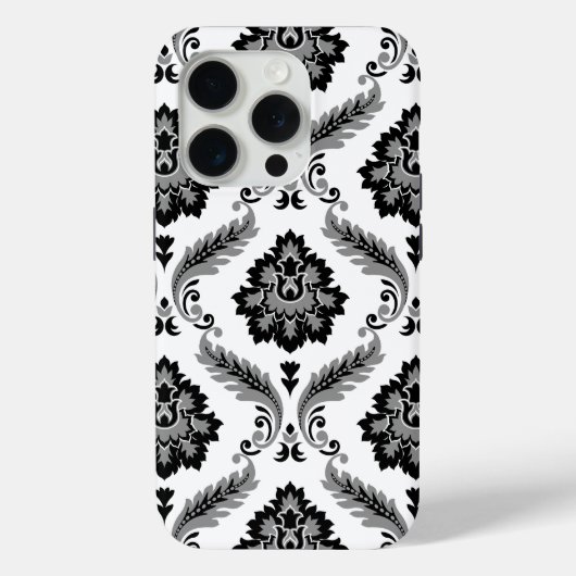 Rococo Damask Pattern Grey Black White Case-Mate iPhoneケース (裏面)