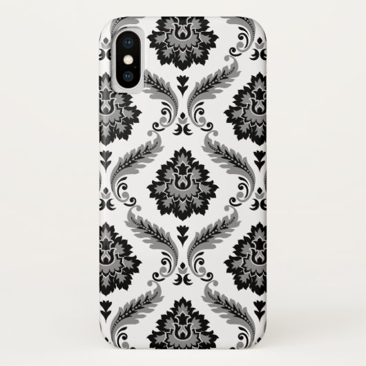 Rococo Damask Pattern Grey Black White Case-Mate iPhoneケース (裏面)